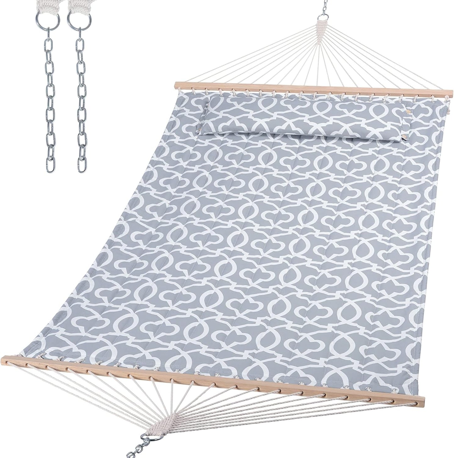 SUNCREAT Double Quilted Hammock for Two with Pillow