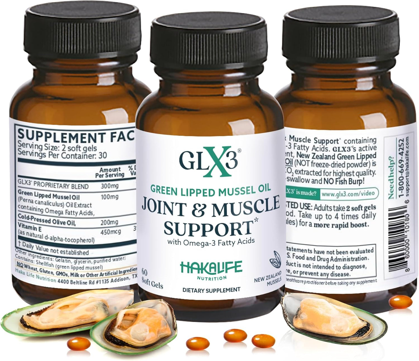 GLX3 Extra Strength Green Lipped Mussel Oil for Joint Comfort