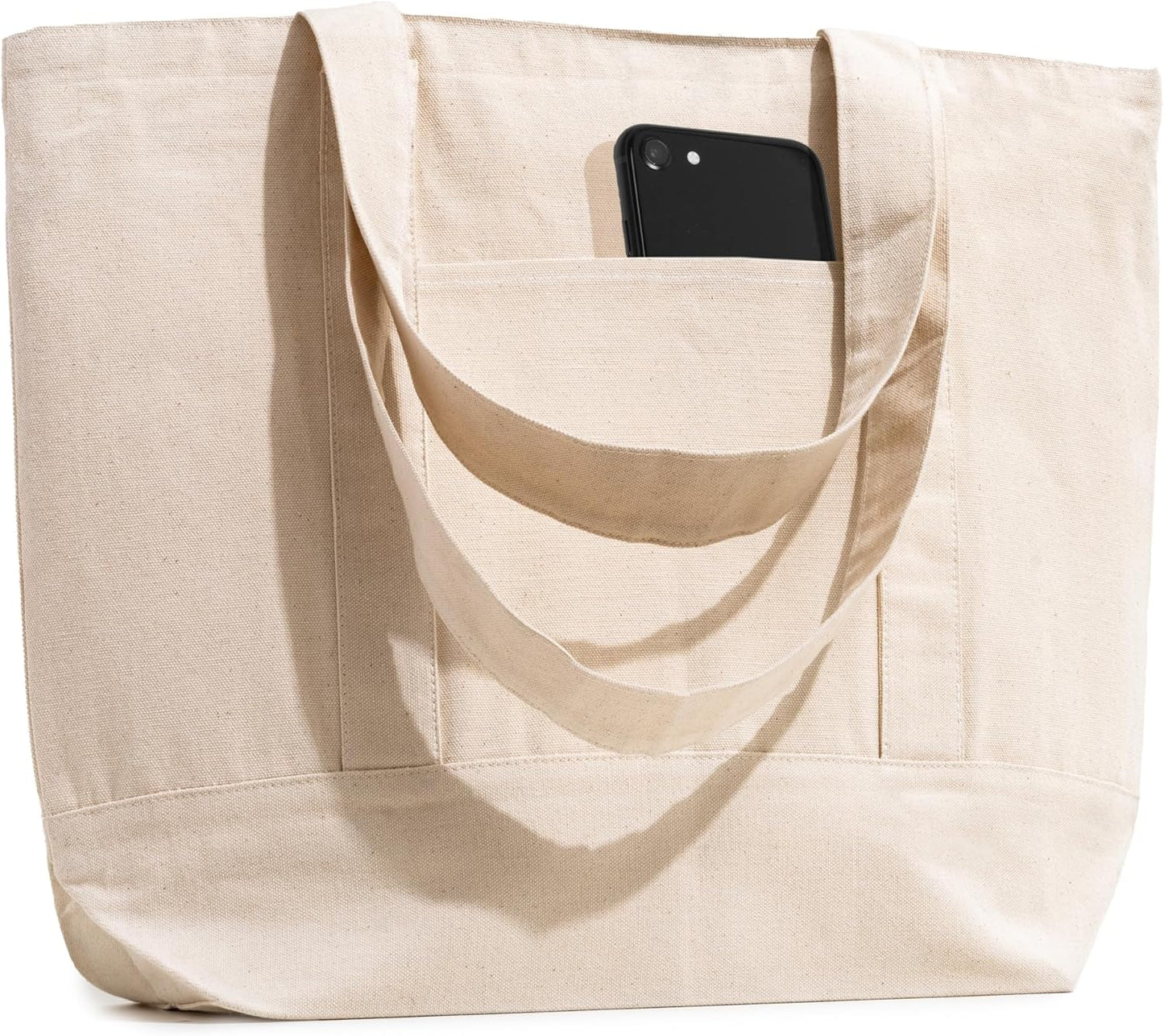 Carrywell Reusable Grocery Tote Bags with Zipper Closure