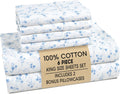 Casa Platino King Bed Sheets Set 6 Piece - Soft 100% Cotton Percale