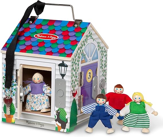 Take-Along Wooden Doorbell Dollhouse for Kids Ages 3