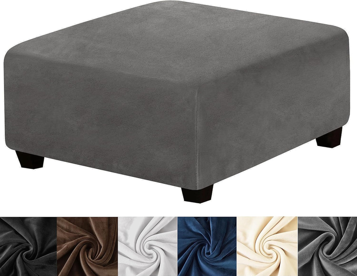 Stretch Velvet Ottoman Cover for X-Large Square Foot Stools