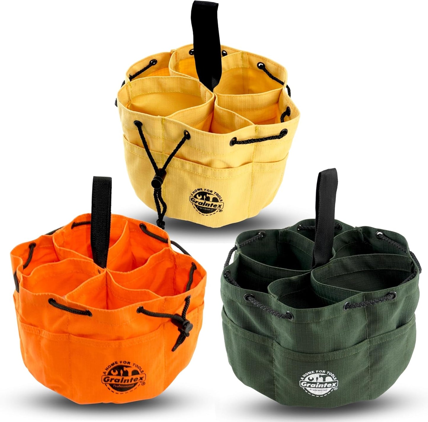 Graintex 18 Pocket Grab Bags Set of 3 for Small Tools and Parts