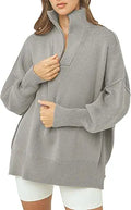 LOGENE Women's 1/4 Zipper Oversized Knit Pullover - Cozy Everyday