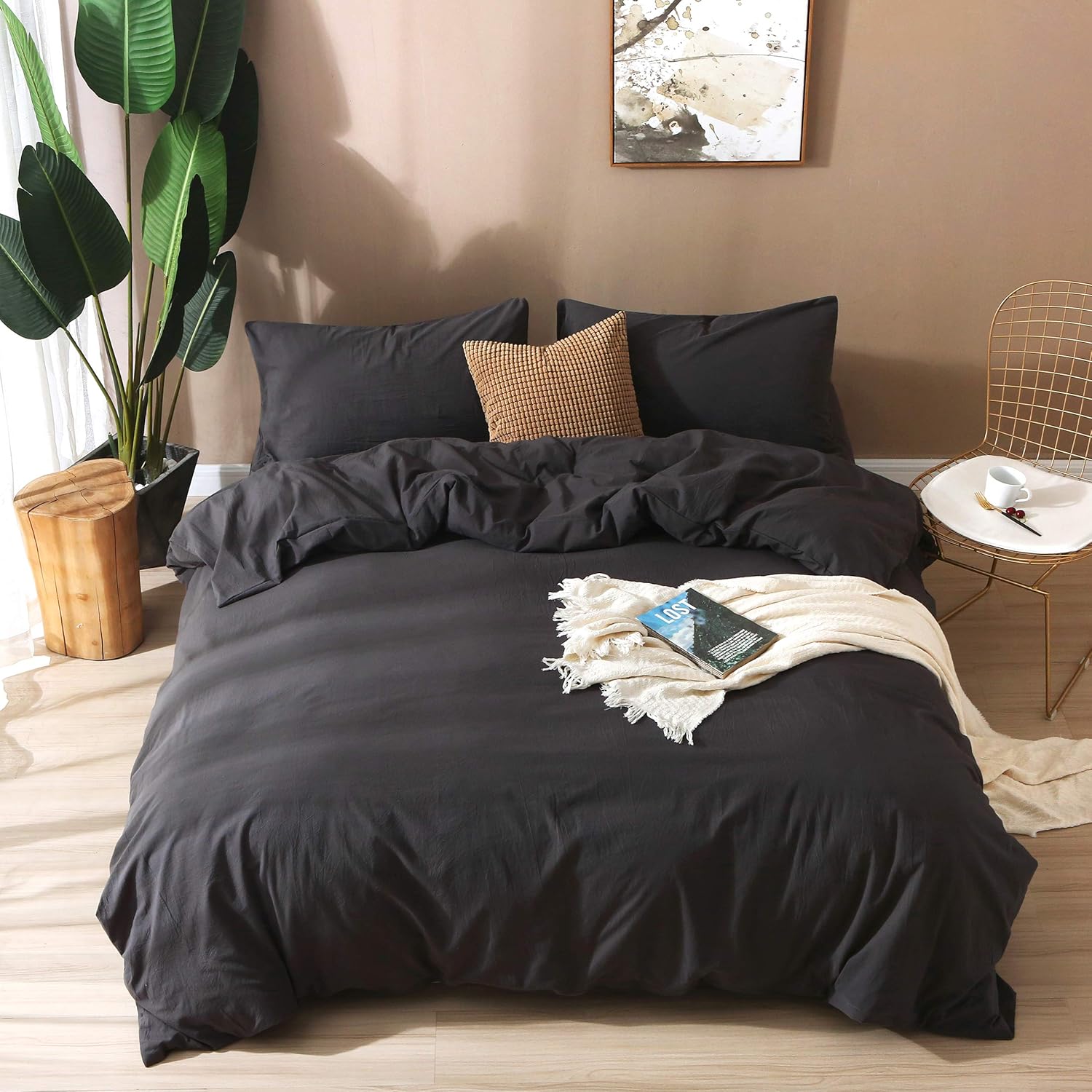 F.Y.Dreams 100% Washed Cotton Duvet Cover for Weighted Blanket
