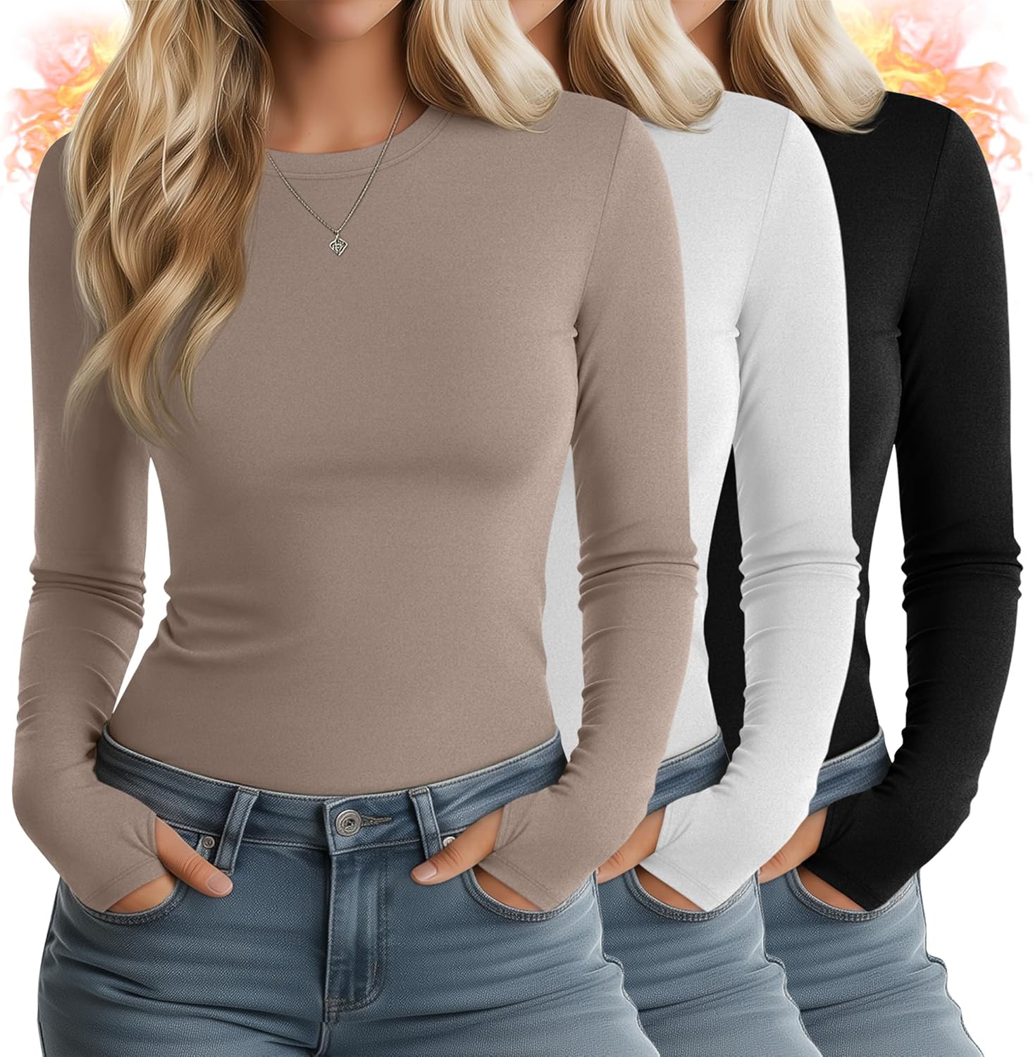 Huukeay Women's Thermal Shirts with Thumb Holes for Comfort