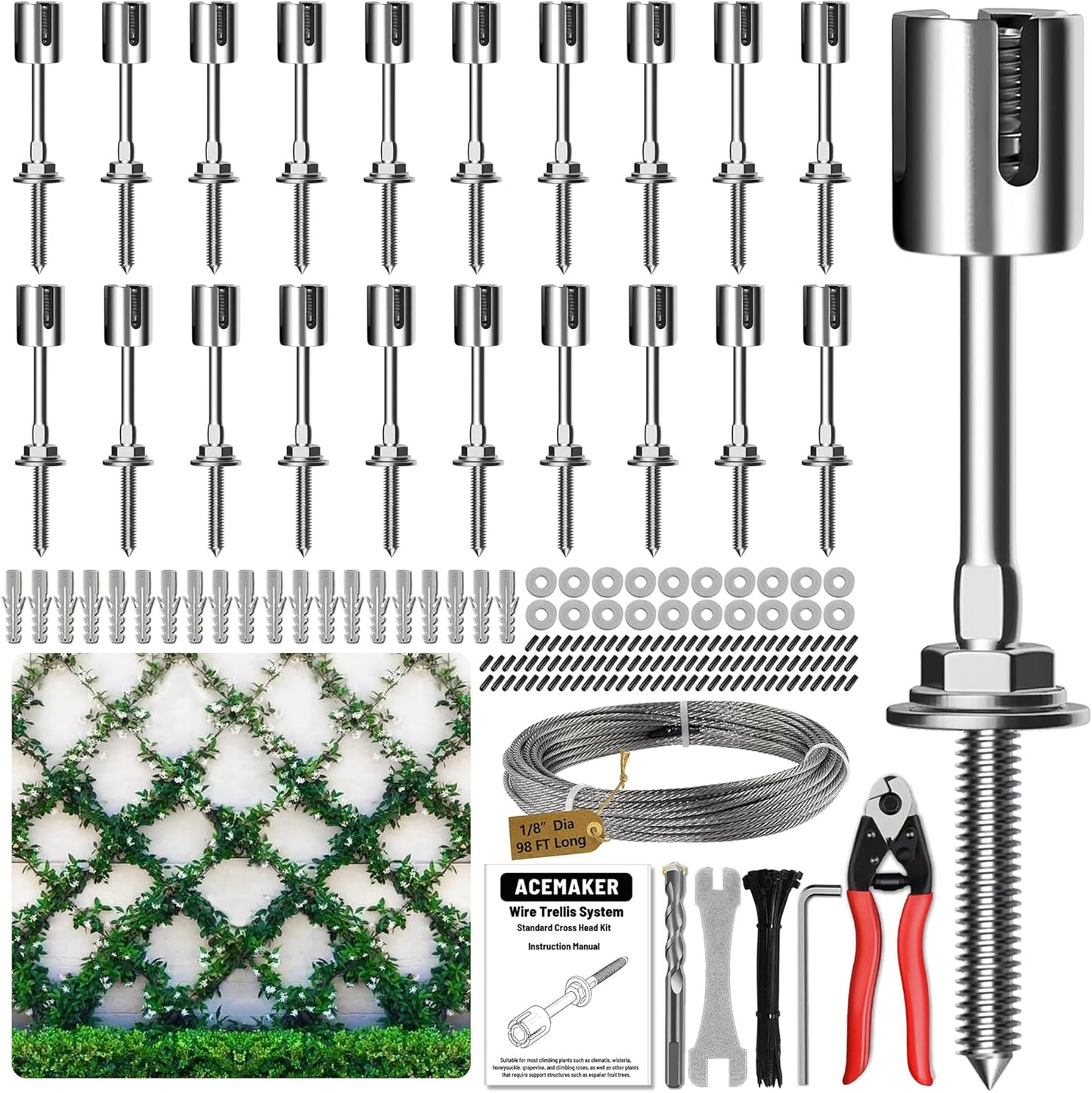 Wire Trellis for Climbing Plants Outdoor - 20-Set Kit for DIY