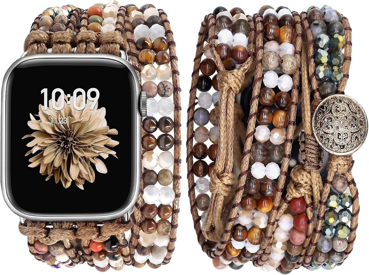 Boho Brown Stone Beaded Watch Band for Apple Watch by JR.DM