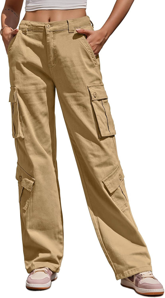 High Waisted Cargo Pants for Women with 8 Pockets and Comfort