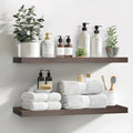 Floating Shelves Set of 2, 24 Inch Rustic Brown Wall Decor