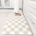 Cream Checkered Grid Kitchen Rug Sets for Comfort and Style