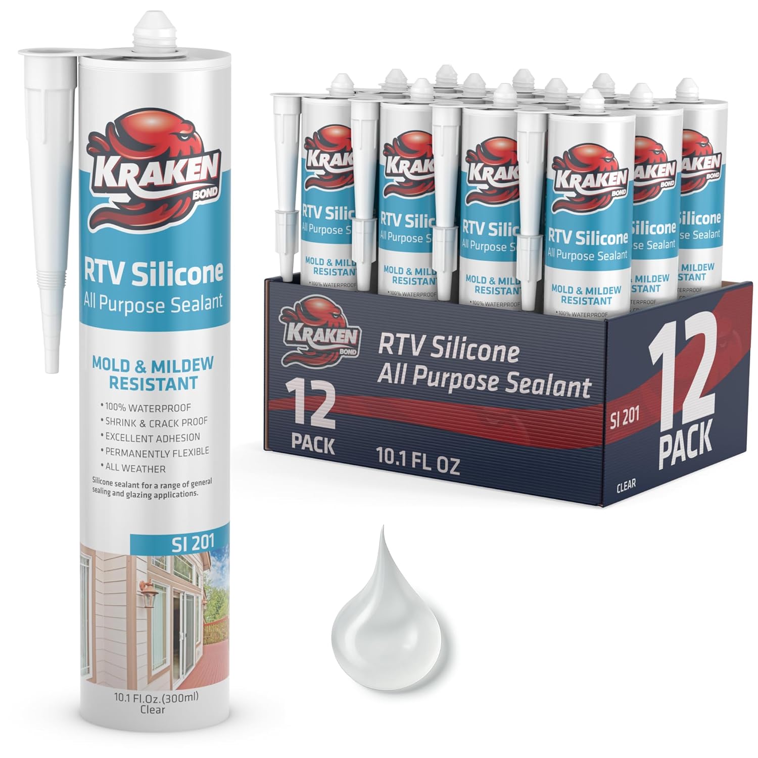 Kraken Bond RTV Silicone Caulk Clear for Kitchen and Bath Use