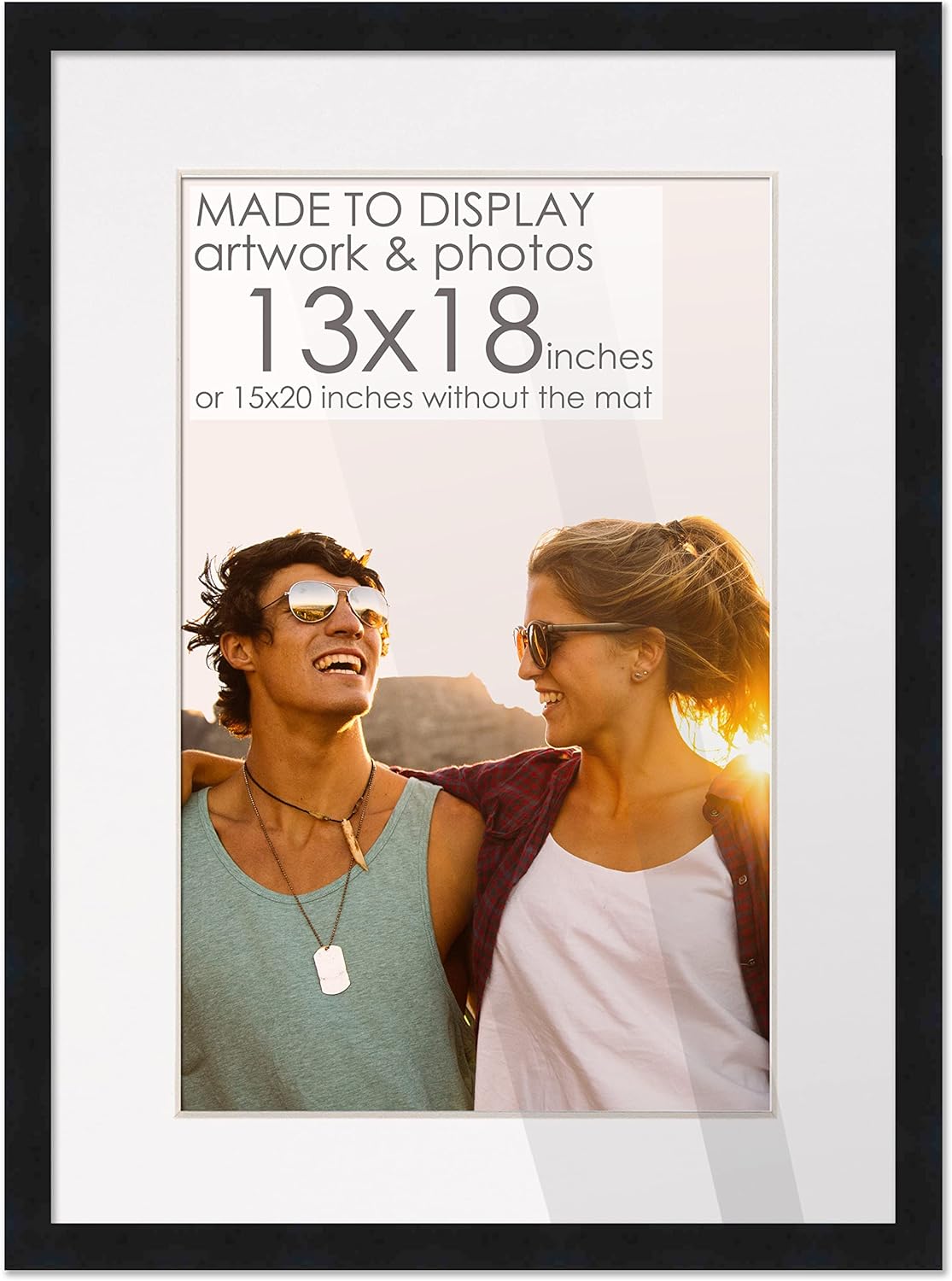 13x18 Black Wood Frame with White Mat for Stunning Displays