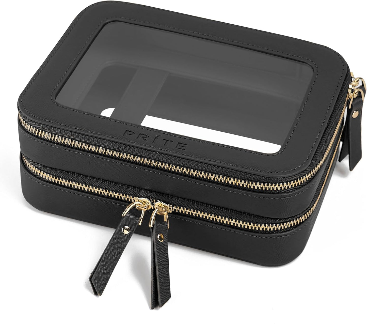 Prite Clear Makeup Bags Double Layer Cosmetic Organizer for Travel