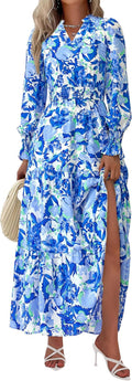 PRETTYGARDEN Women's Floral Maxi Dress - Flowy Boho Fall Dress