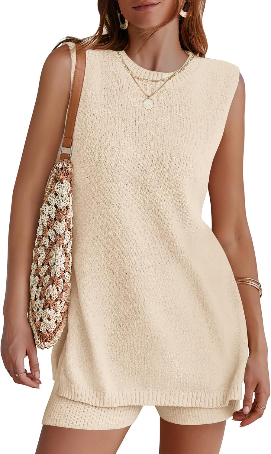 NENONA Women's Summer Sleeveless Sweater Lounge Set for Travel