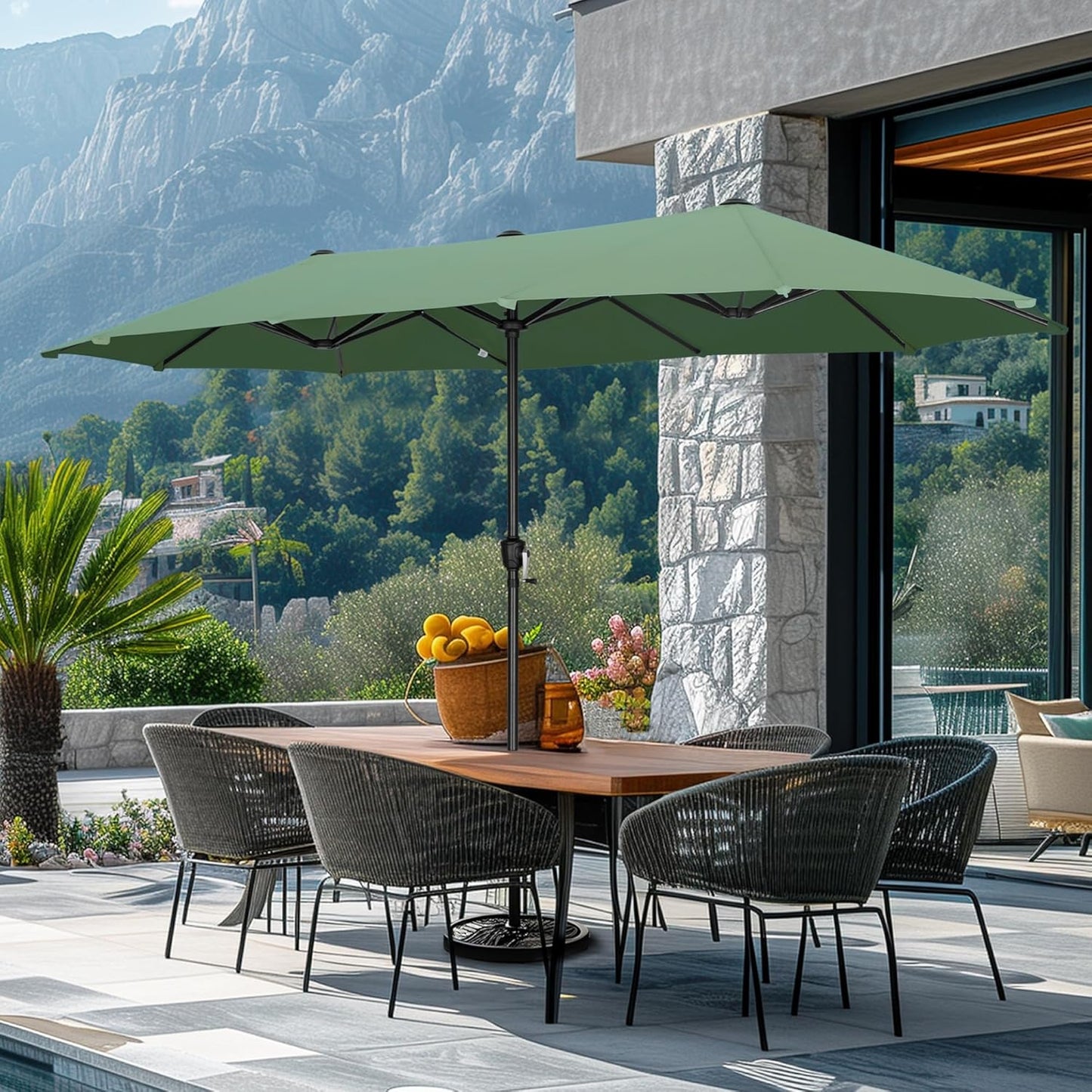 13ft Rectangle Patio Umbrella for Outdoor Spaces - Mint Color