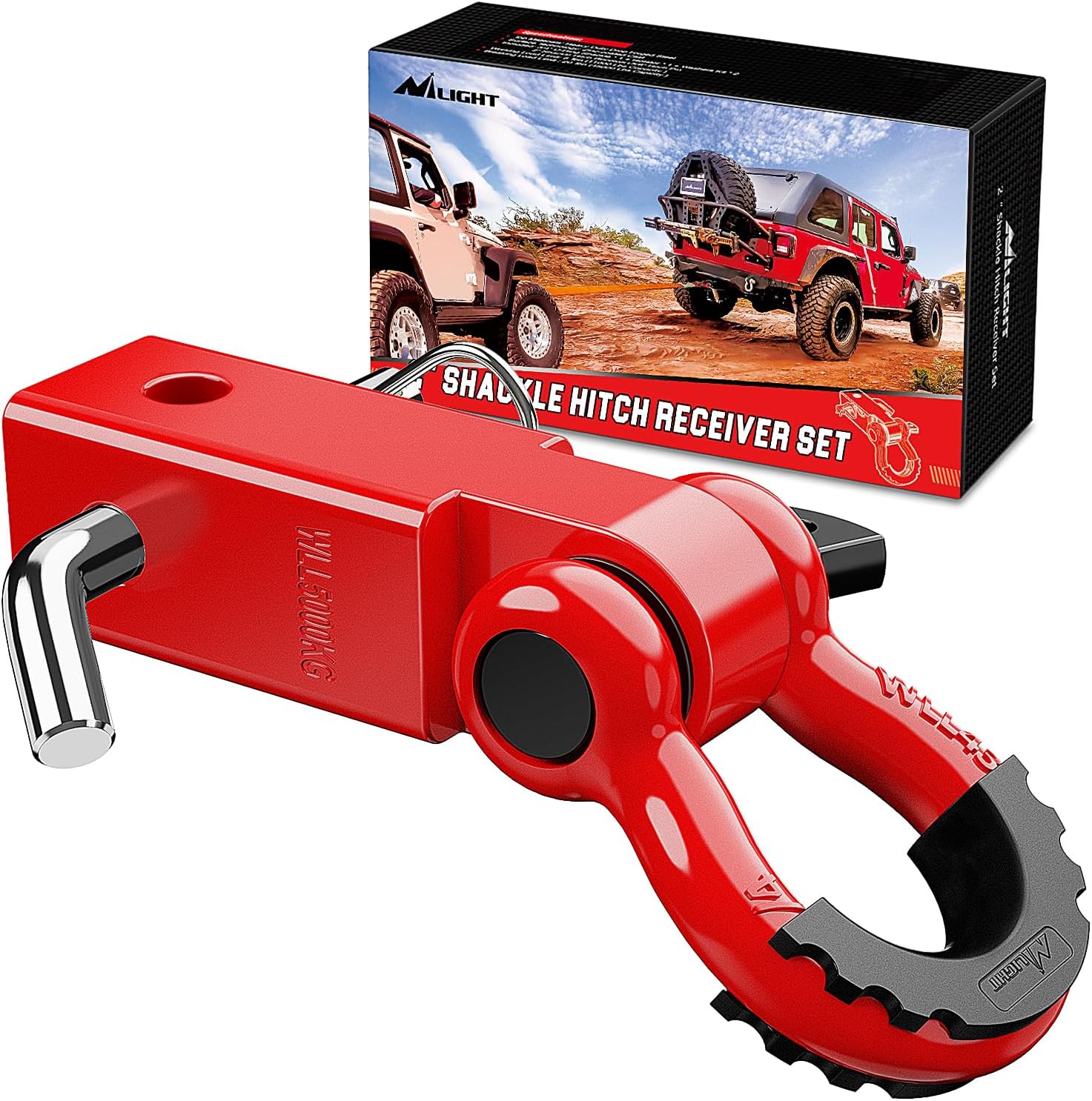 Nilight Shackle Hitch Receiver 2Inch Heavy Duty Towing Kit