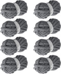 Gray Chunky Yarn - 8 PCS Chenille Jumbo Yarn for Hand Knitting