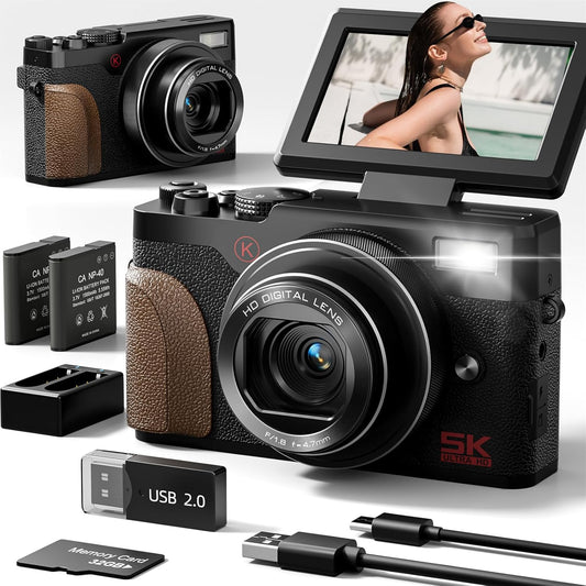 5K Digital Cameras for Photography with Autofocus & 18X Zoom