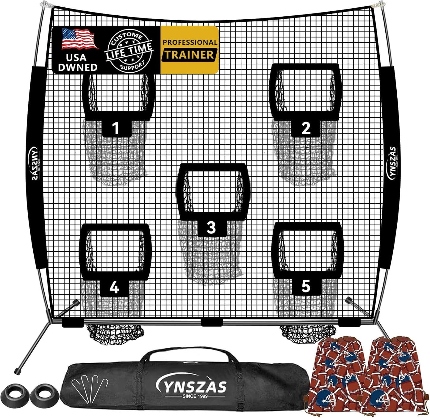 5-in-1 Football Throwing Target Net for Ultimate QB Training
