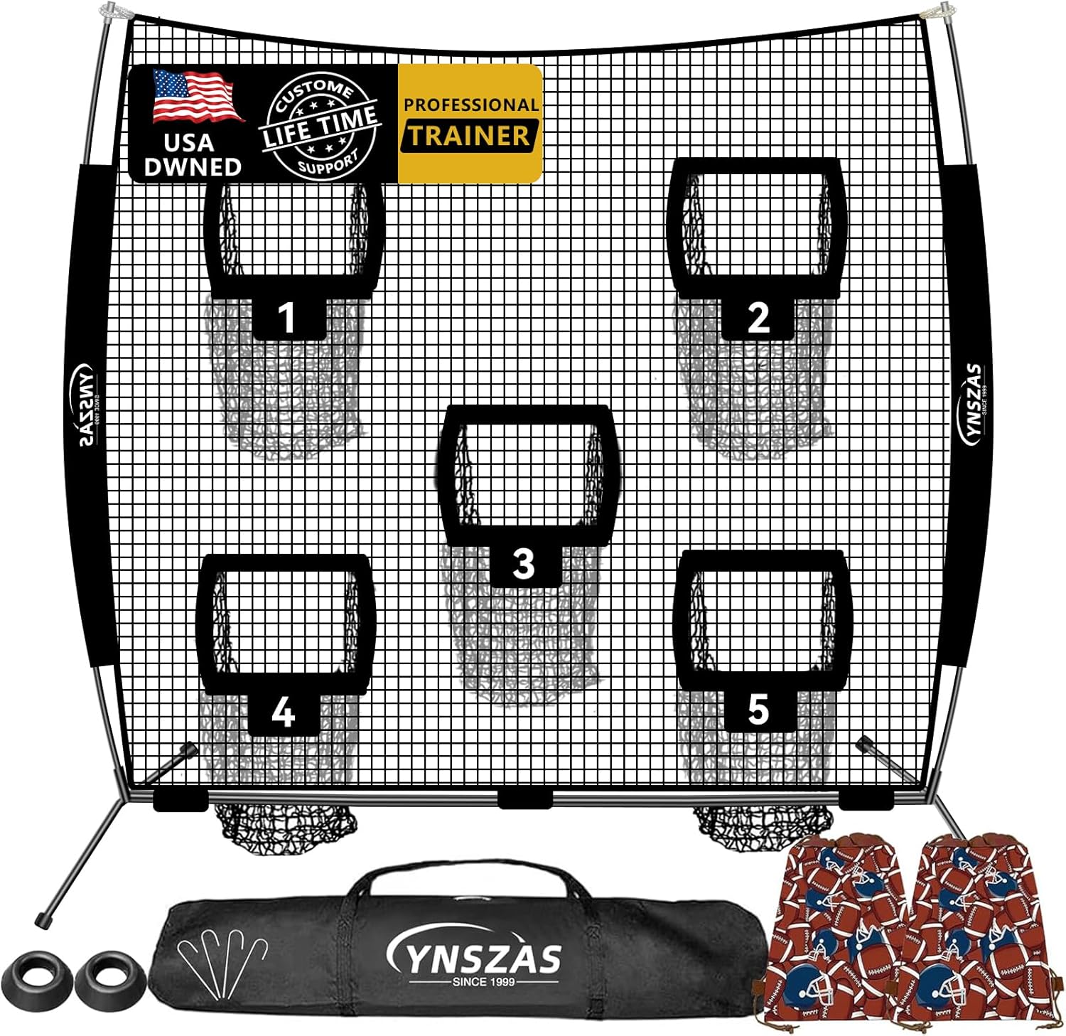 5-in-1 Football Throwing Target Net for Ultimate QB Training