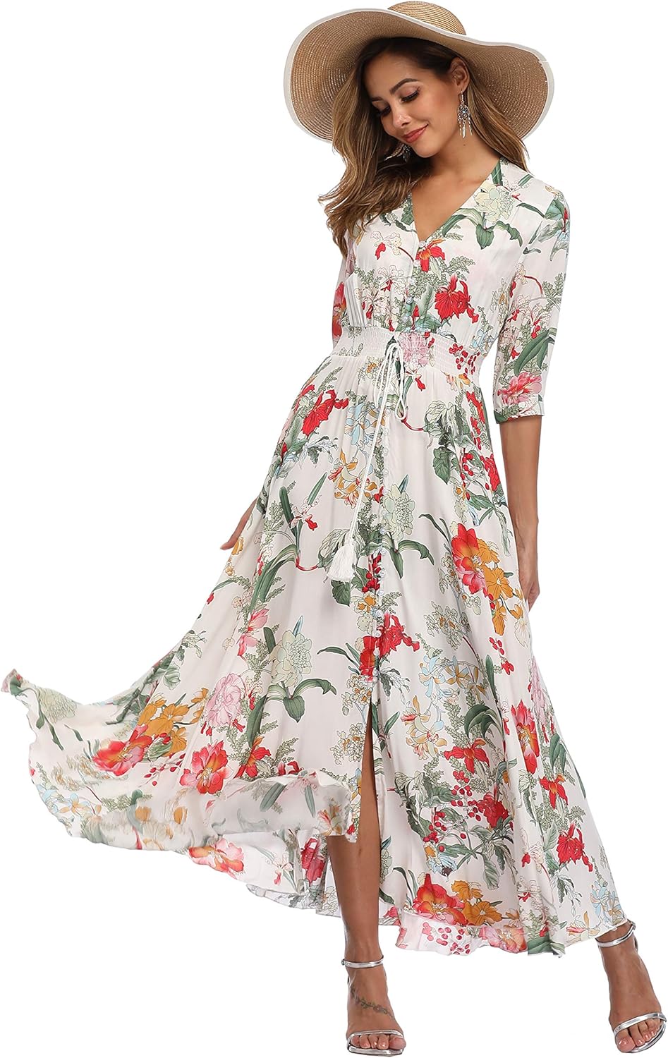 VintageClothing Women's Floral Maxi Dresses for Summer Fun