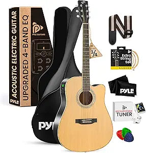 Pyle Acoustic Electric Cutaway Guitar for Beginners 36 in Size