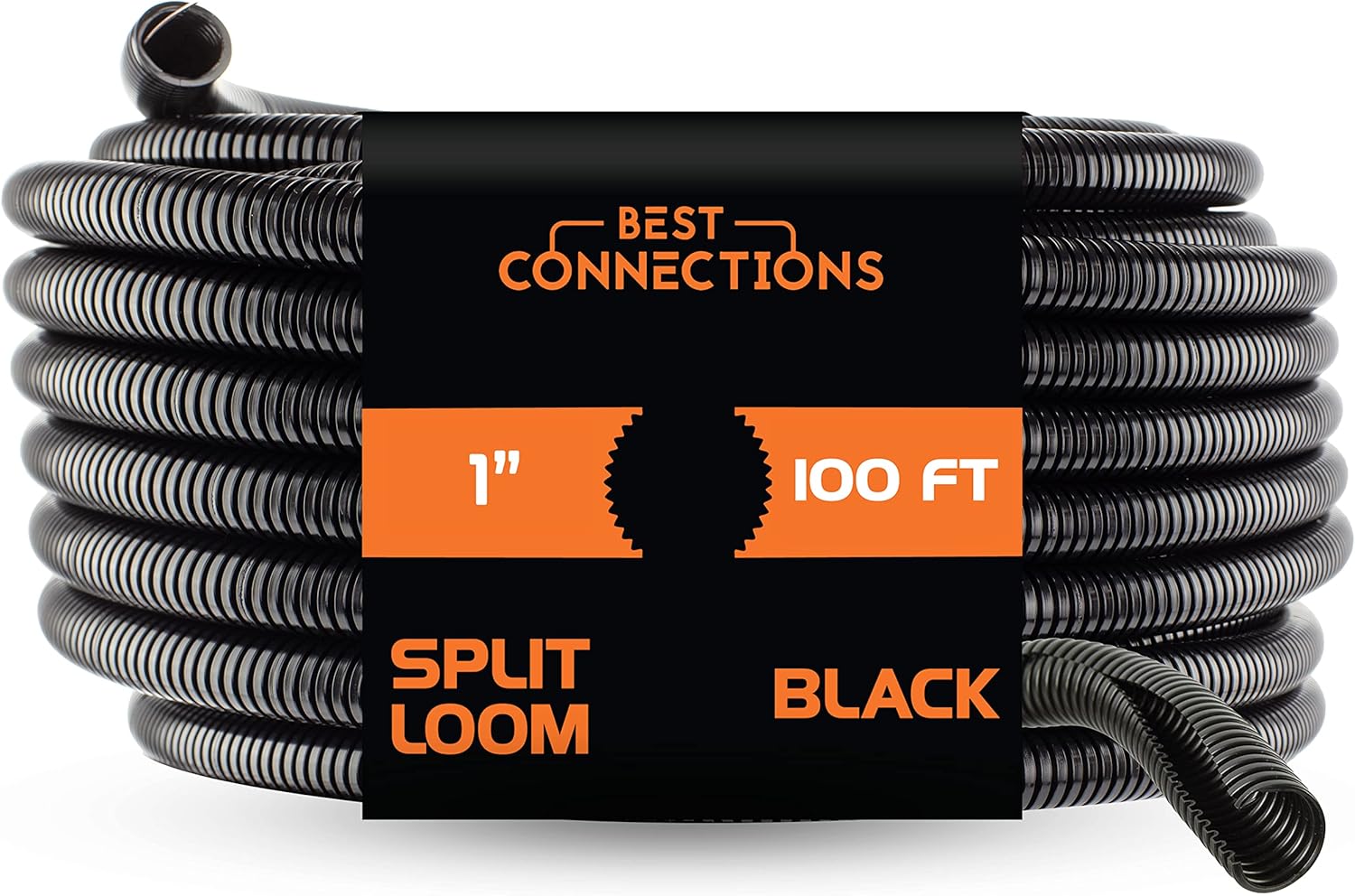 Best Connections 1in x 100 ft Split Wire Loom Tubing for Protection