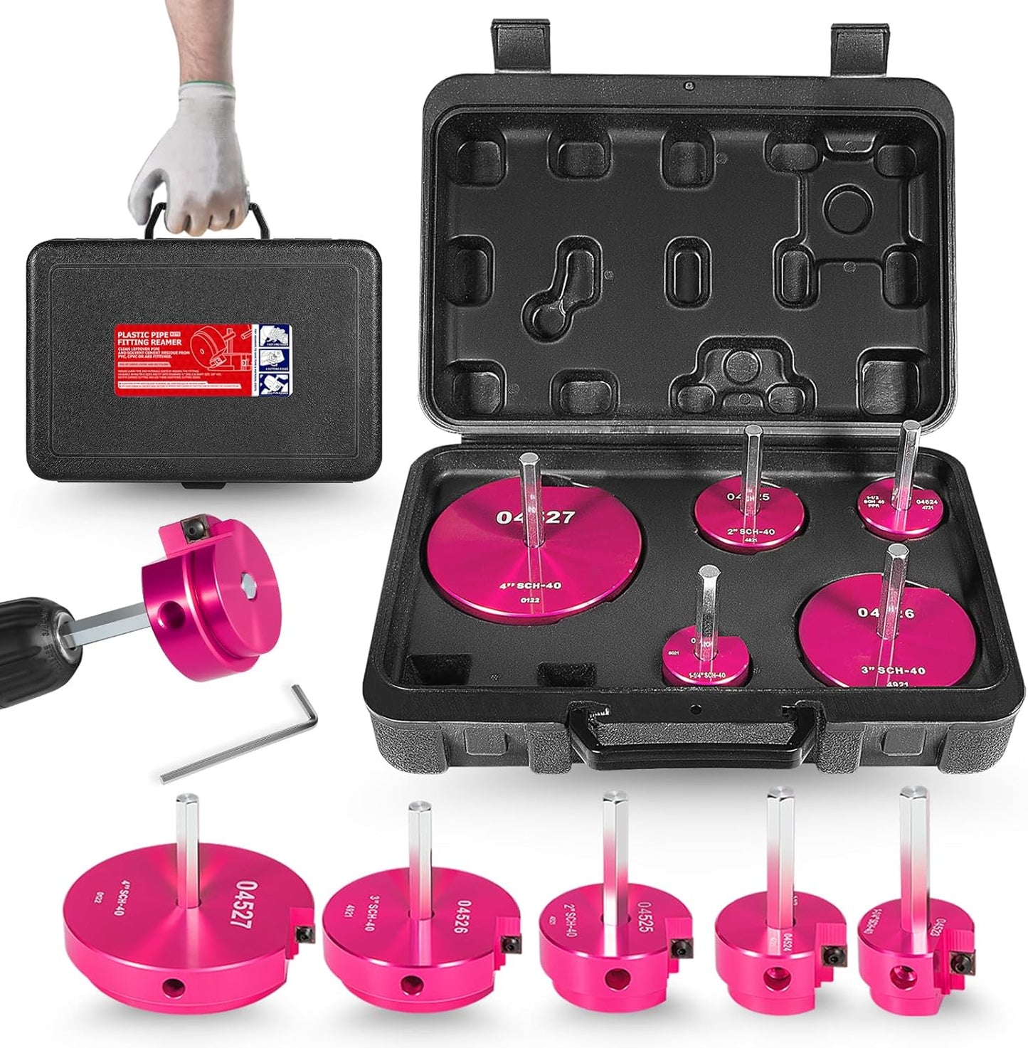 5-Piece PVC Pipe Reamer Tool Kit for Efficient Plumbing Tasks
