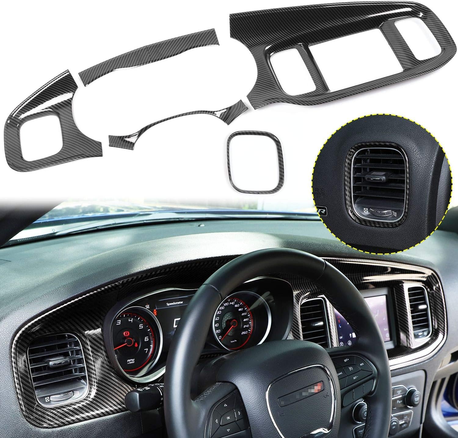 Charger Center Console Dash Trim Panel Garnish Bezel for 2015-2025
