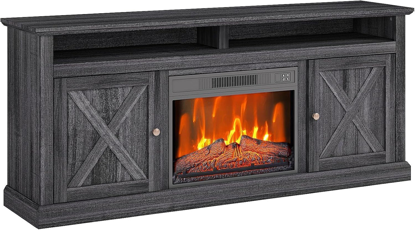 58 Electric Fireplace TV Stand w/ Remote & Storage