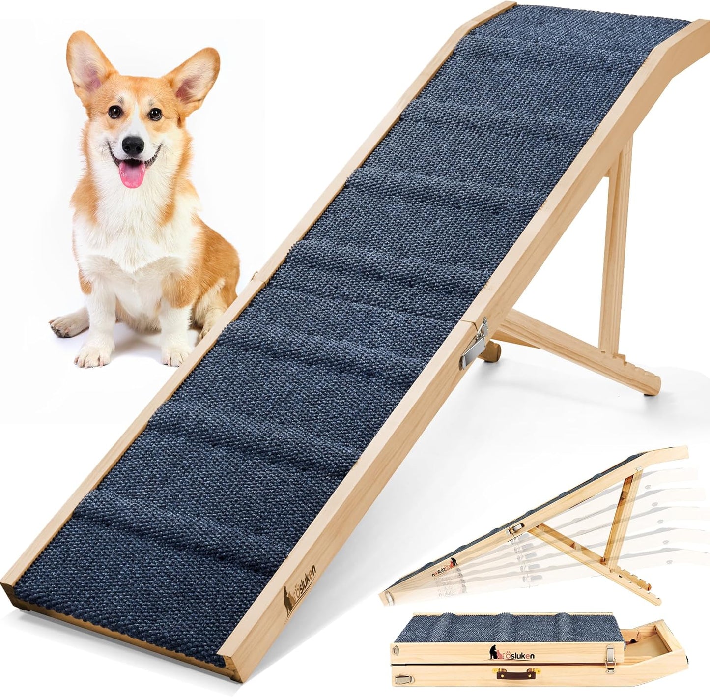 2025 Upgraded Dog Ramp for Bed - 63 Long Foldable Pet Ramp