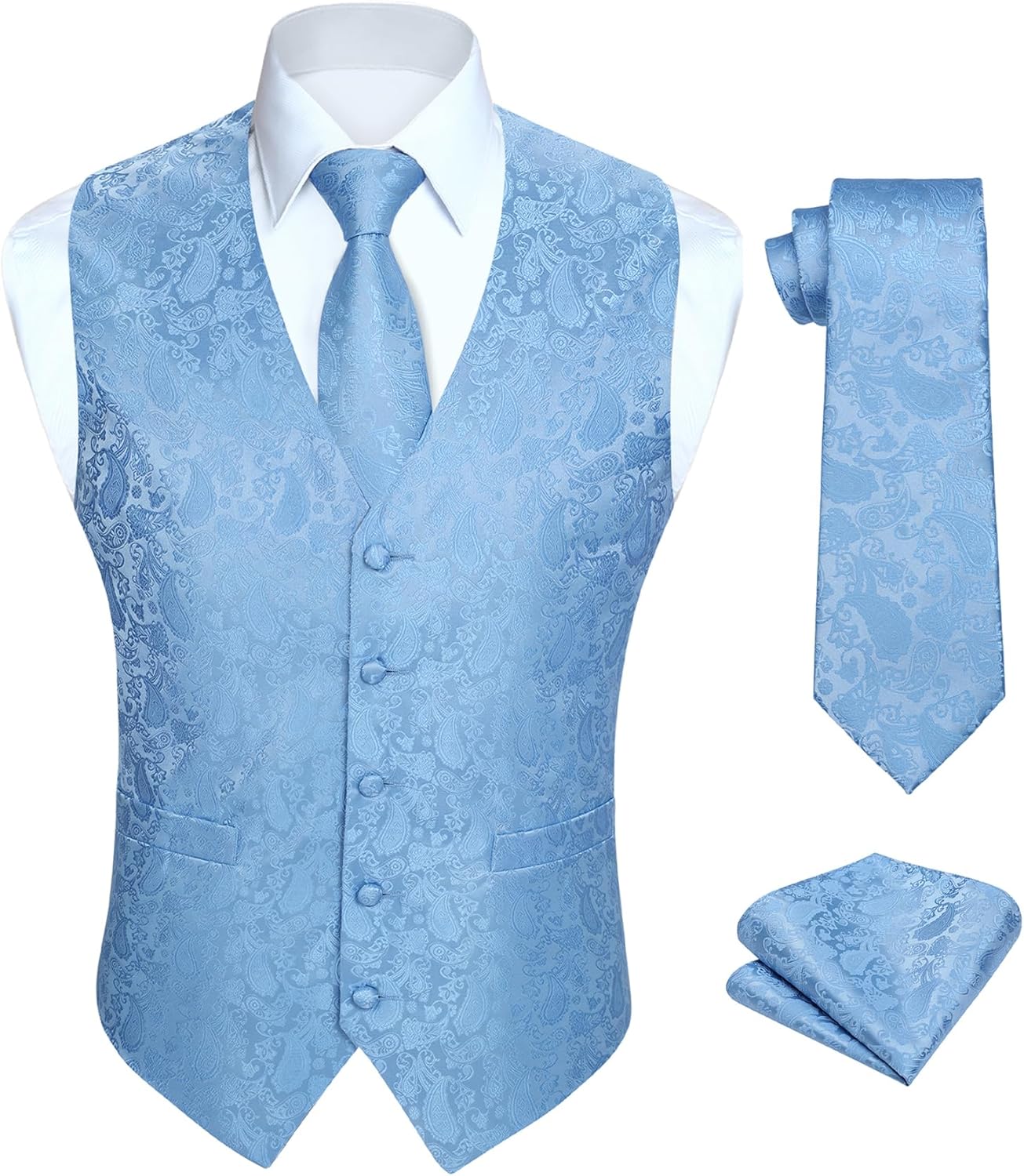 HISDERN V3-01 Men's 3PCS Formal Vest Set for Weddings and Parties