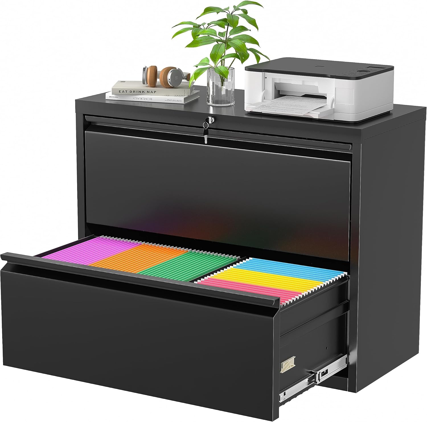 Superday Metal Lateral File Cabinet with Lock for Home Office