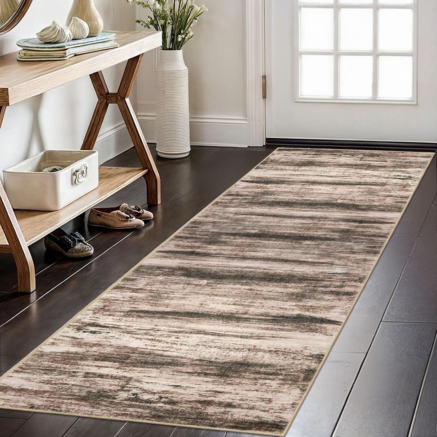 KOZYFLY Modern Abstract Hallway Runner Rug for Entryway Use