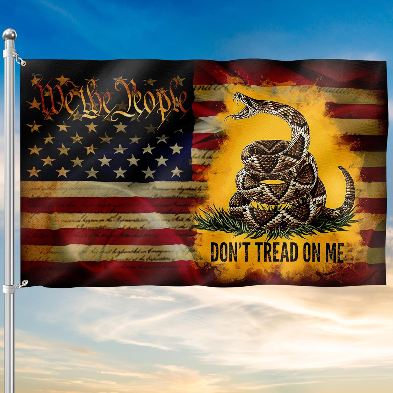 FLAGWIX 3x5 ft American Patriotic Gadsden Flag for All Seasons