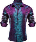 Barry.Wang Men's Paisley Silk Dress Shirt - 70s Disco Style