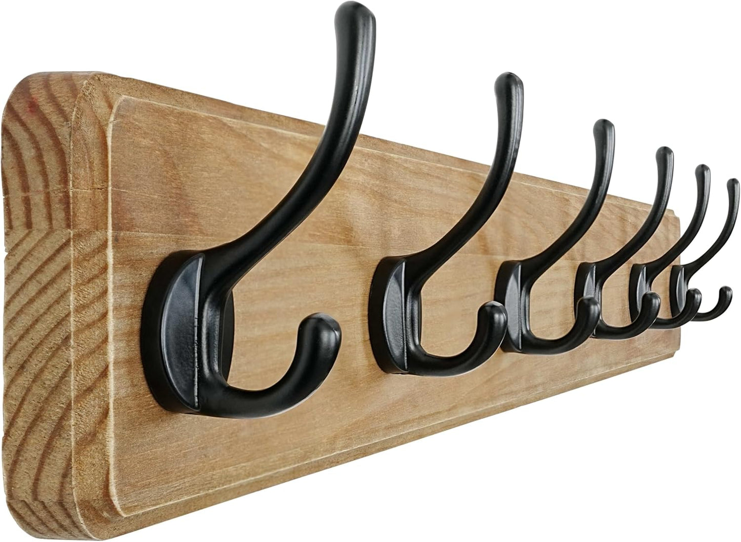 Dseap Coat Rack Wall Mount: Heavy-Duty 6-Double-Hooks Design