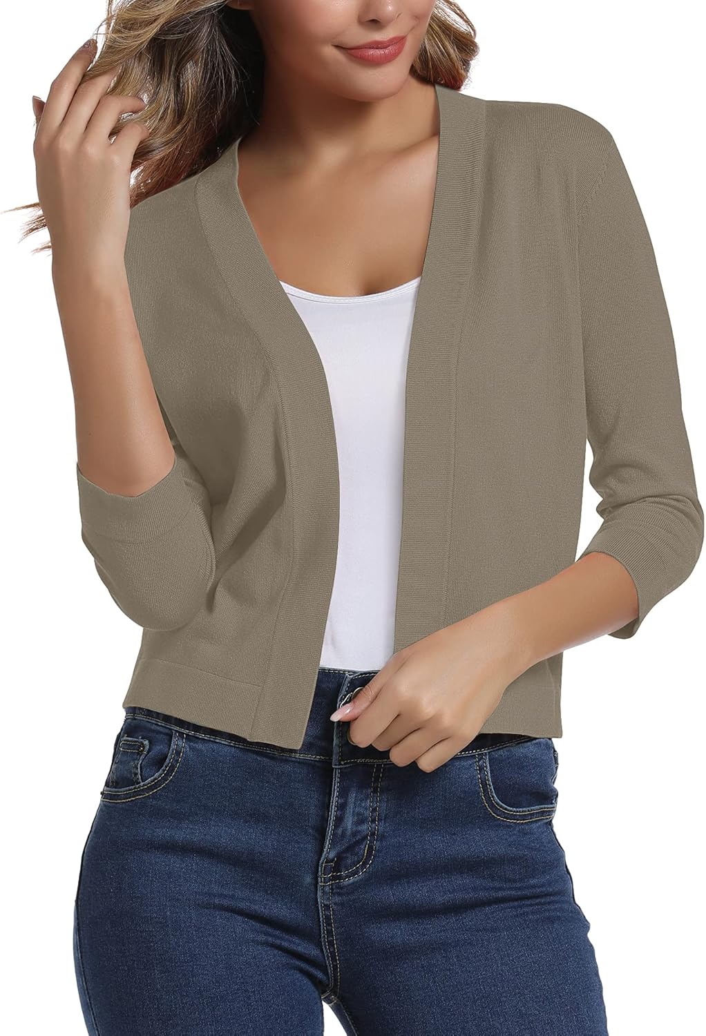 Urban CoCo Women's 3/4 Sleeve Cropped Cardigan for All Occasions