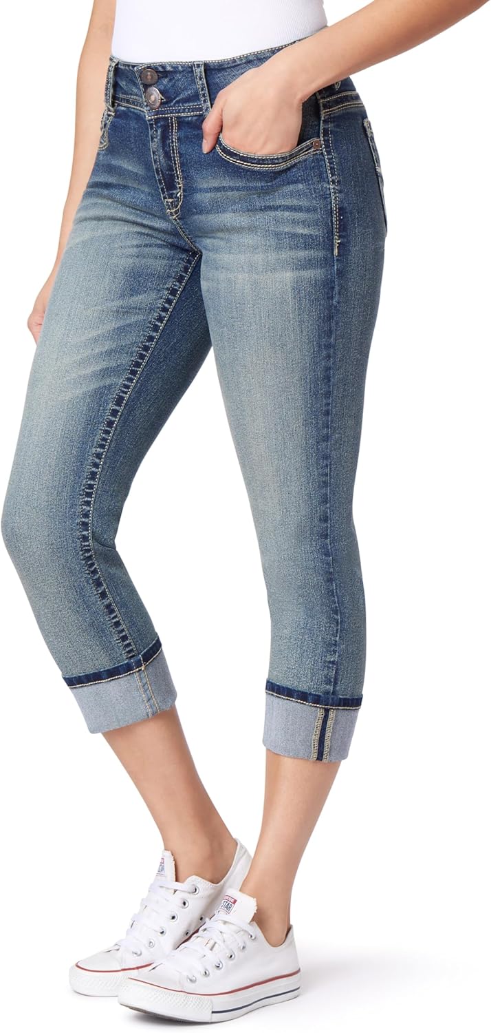 WallFlower Women's Luscious Curvy Crop Mid-Rise Jeans for All