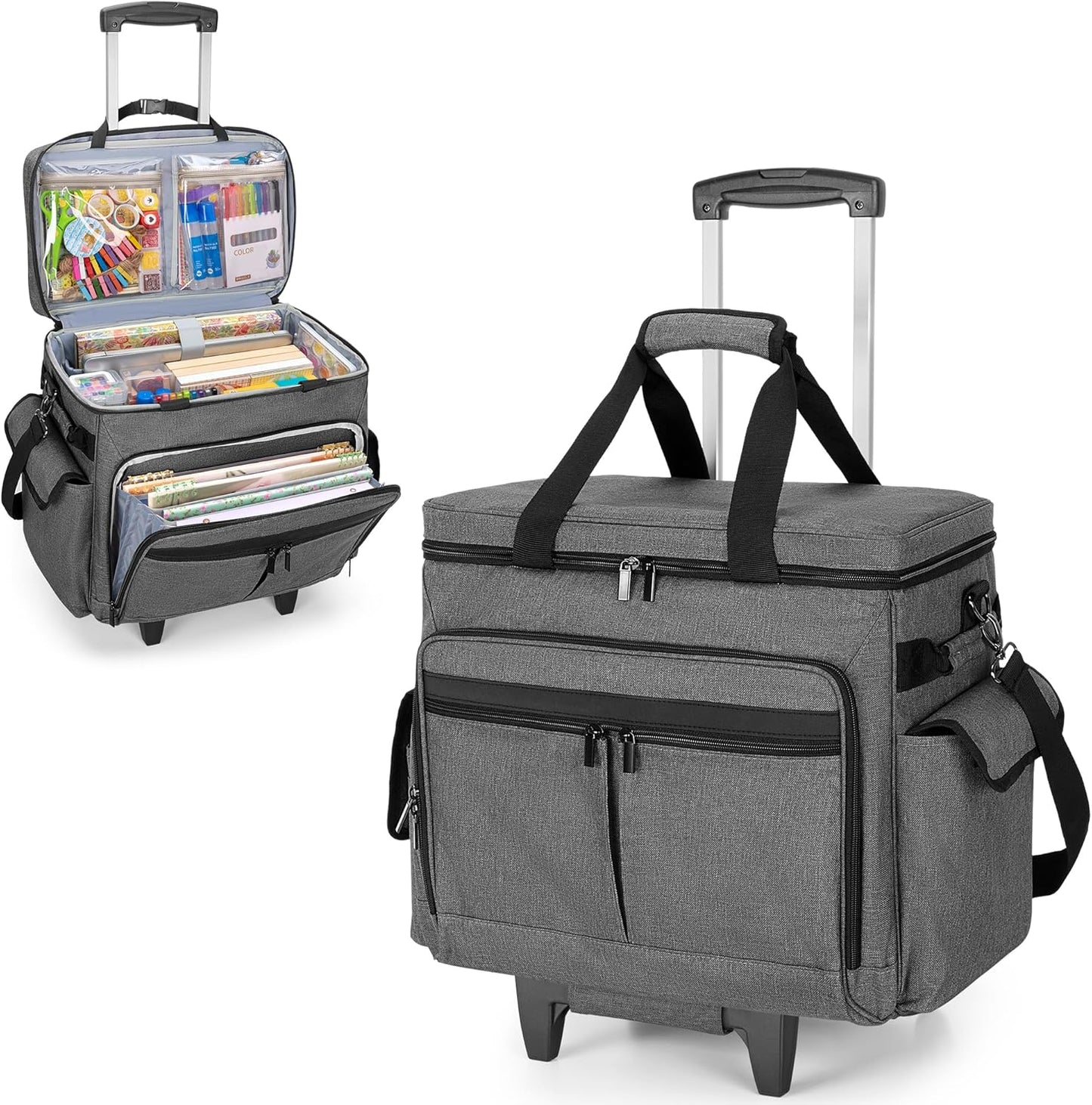 Trunab Rolling Scrapbook Tote with Expandable File Pocket
