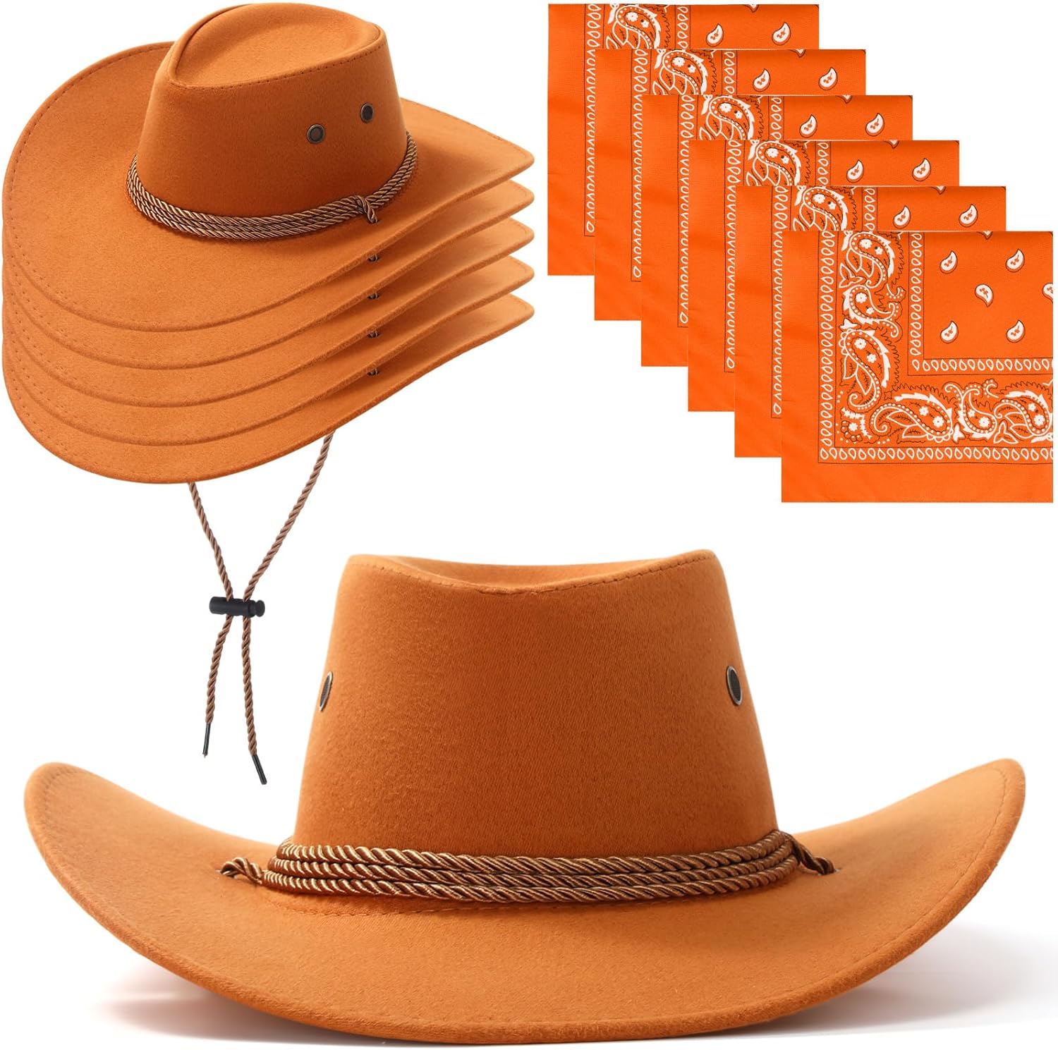 12 Pcs Cowboy Hat and Bandana Set for Western Party Fun