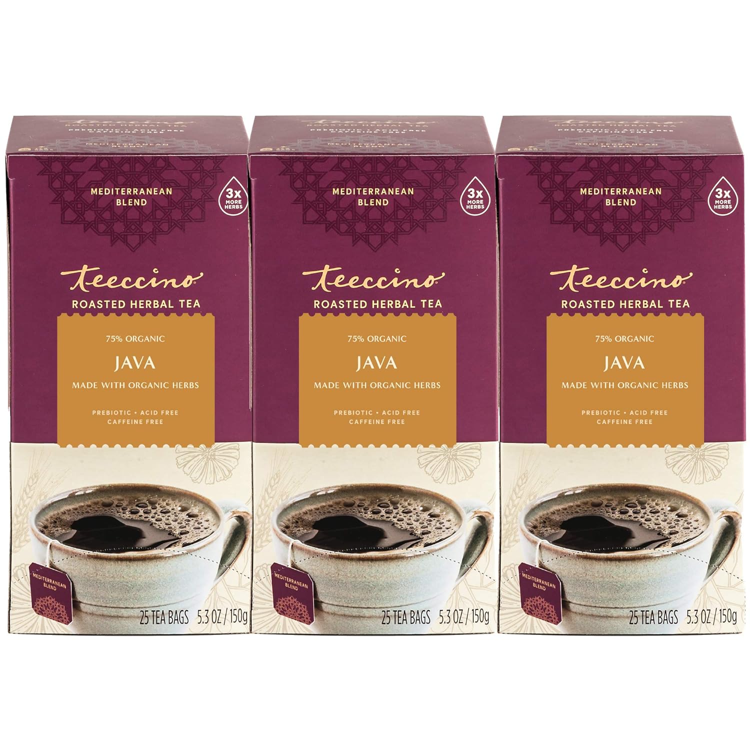 Teeccino Java Herbal Tea - Rich Caffeine Free Prebiotic Blend