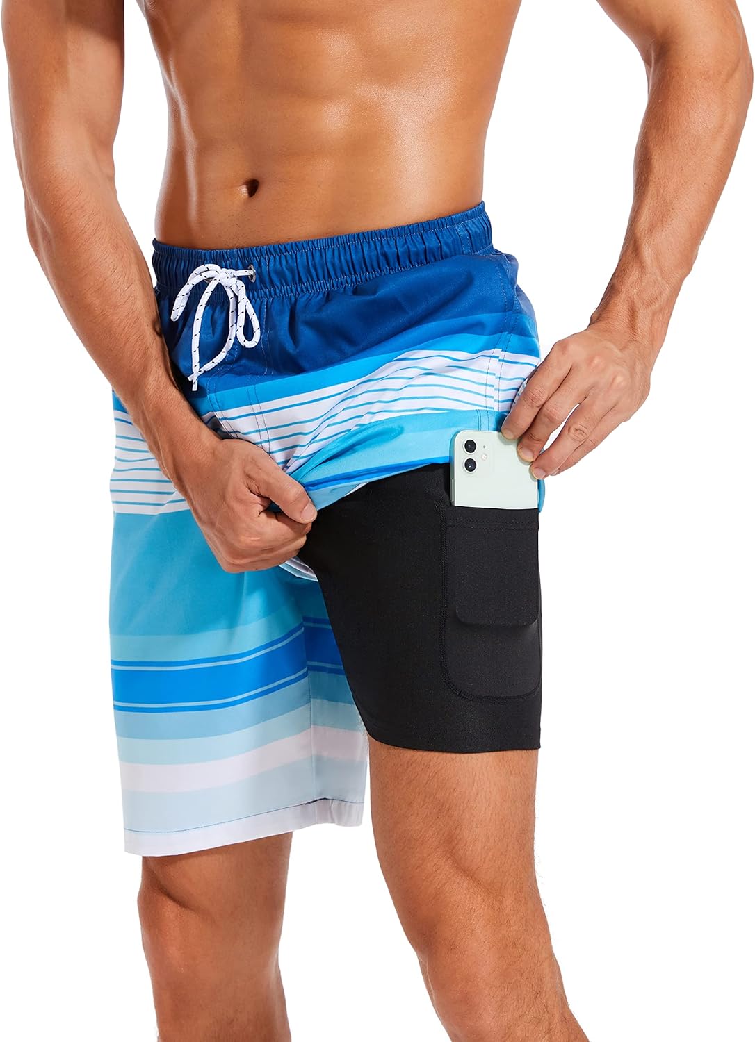 Difficort Mens Swim Trunks with Compression Liner for Comfort