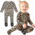 Footie Pajamas for Baby Girls in Viscose from Bamboo - Ruffle Trim