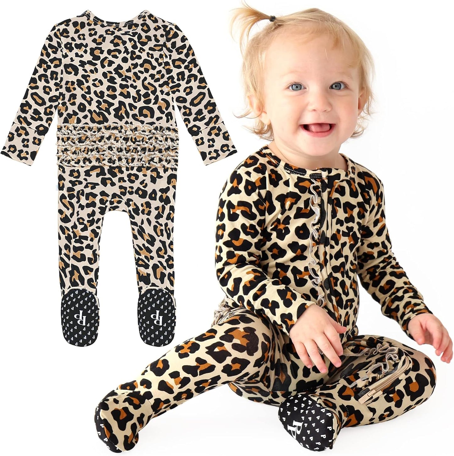 Posh Peanut Footie Pajamas for Baby Girls with Ruffle Trim