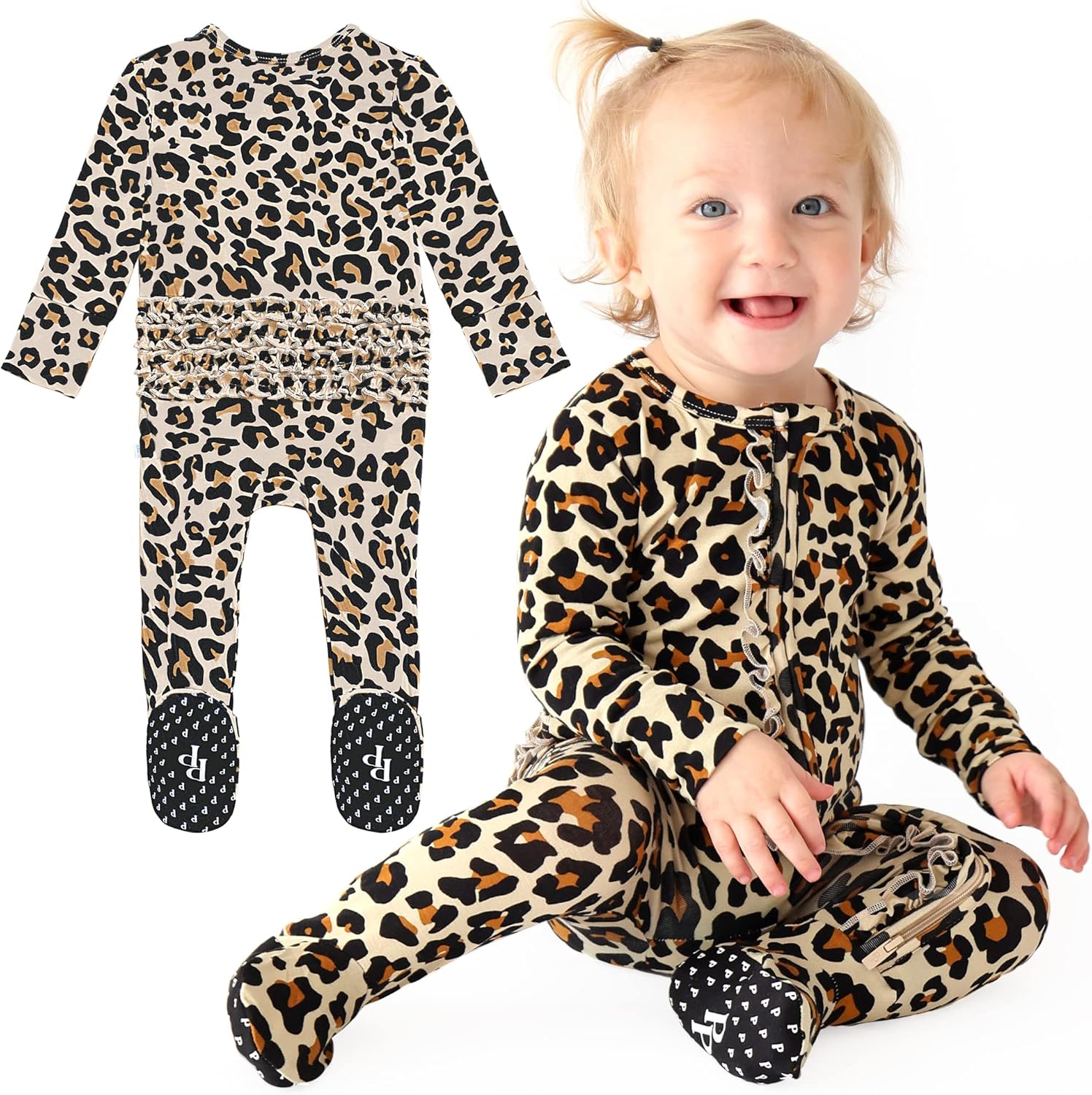 Posh Peanut Footie Pajamas for Baby Girls with Ruffle Trim