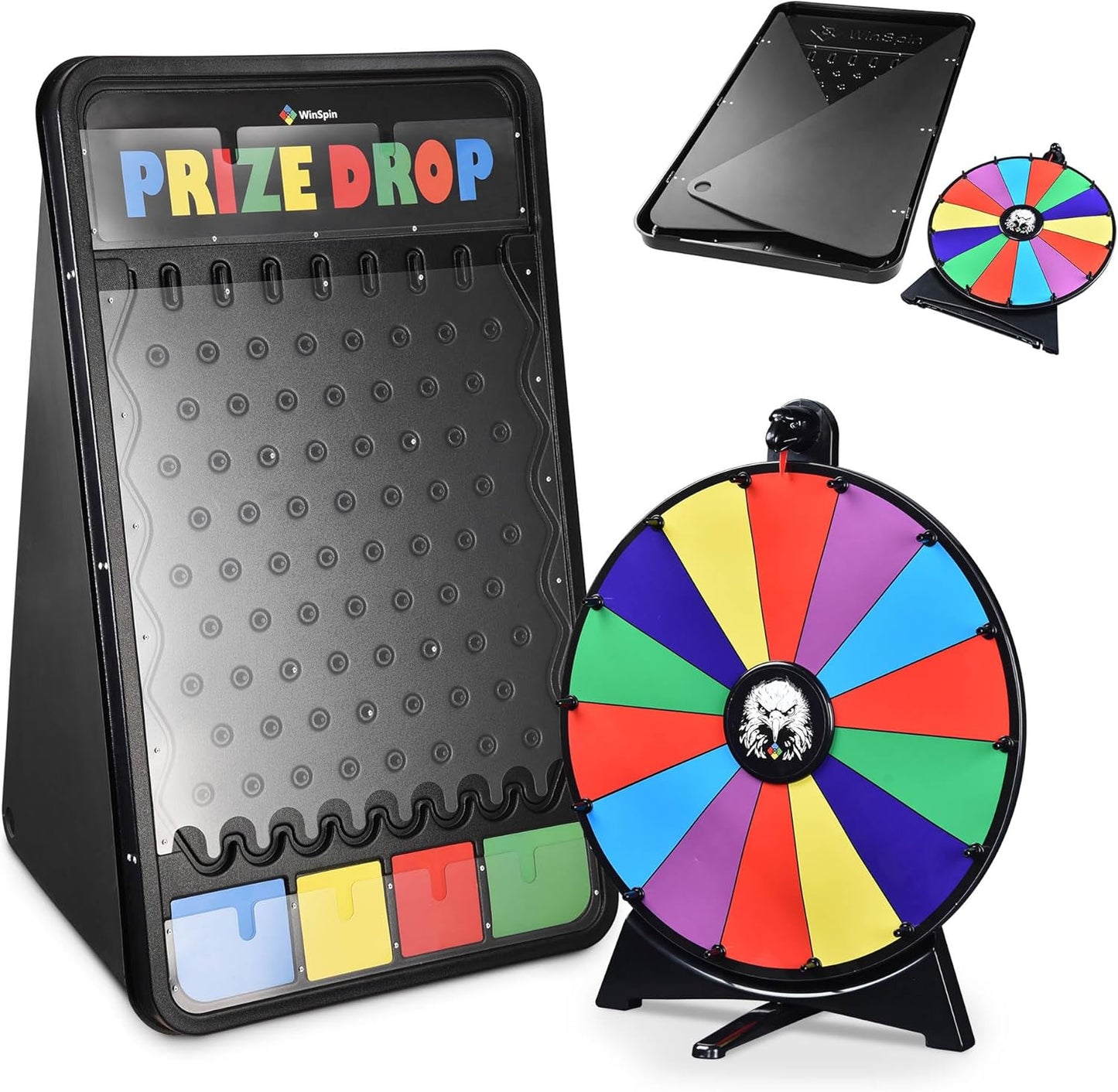 WinSpin Prize Board Kit: 20in Prize Wheel & 41x25in Drop Board