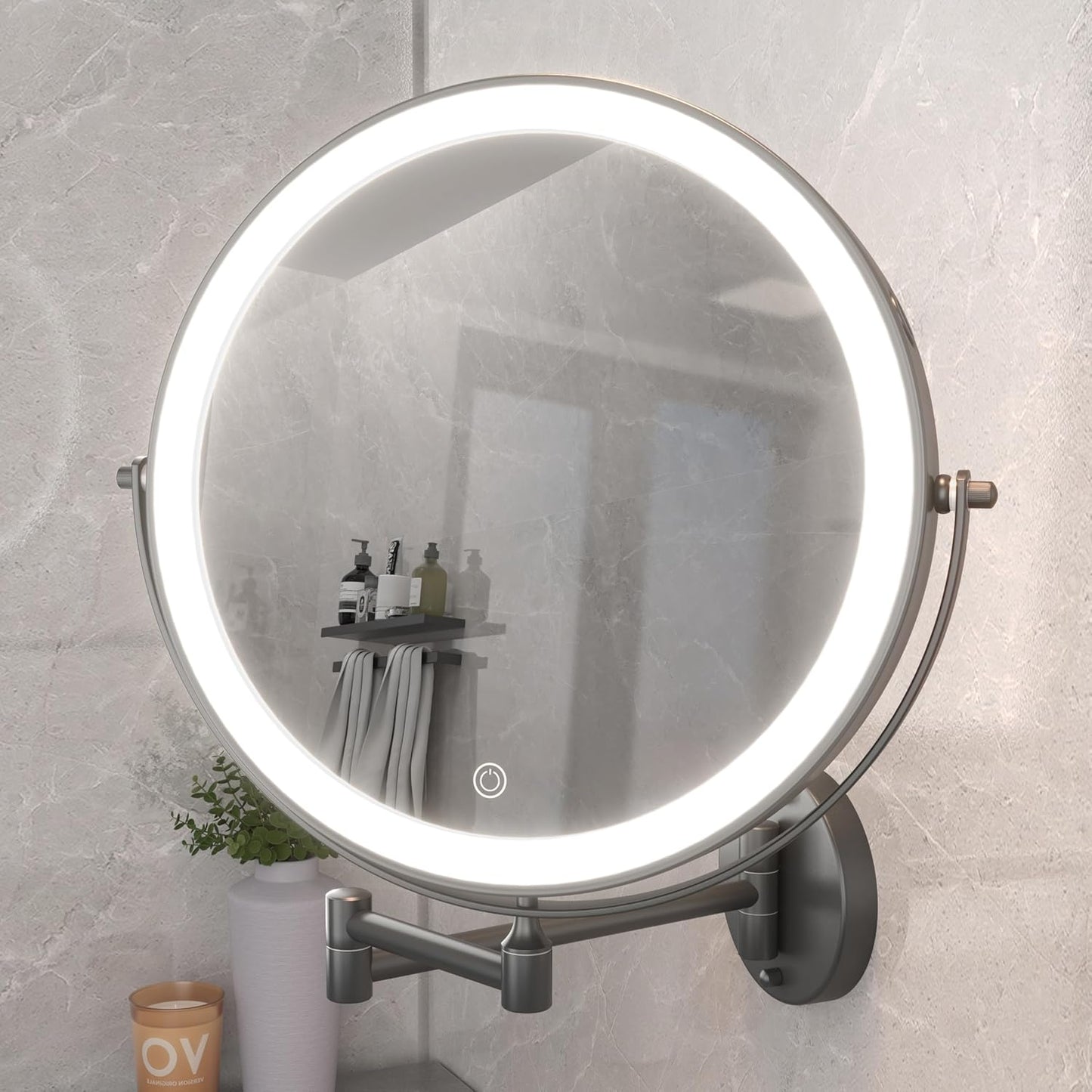 Hasipu 10-Inch Wall Mounted Makeup Mirror with Lights and Arm